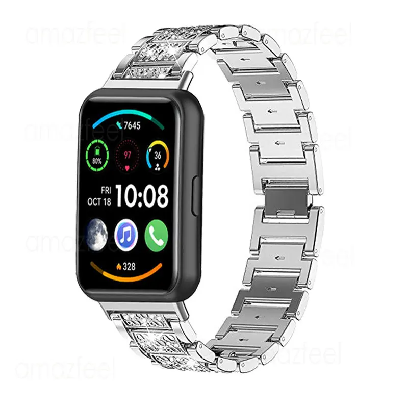 Watch Strap For Huawei Watch Fit 2 Smart Watch Accessories Diamond link Bracelets For Huawei Watch Fit Metal Wrist Band Correa