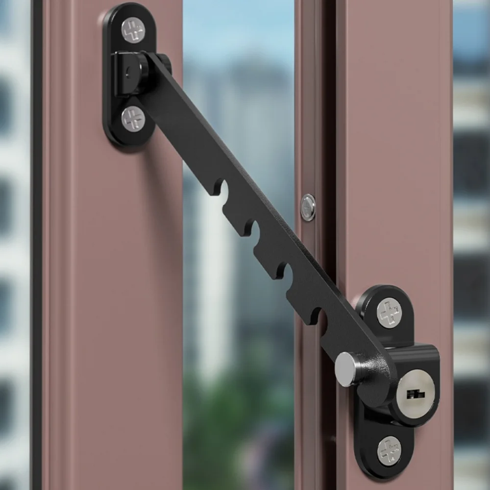 

Window Opening Limit Size Wind Brace Multigear Firm Window Stopper Security with Screws Anti-fall Safety Lock Child Protection