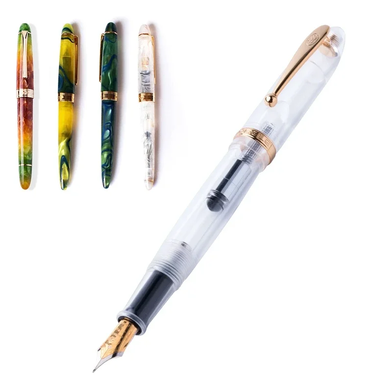 New Colorful LORELEI Resin Converter Filling Fountain Pen Golden Clip Fine nib 0.38mm EF Ink With Pens Box Office Supplies Gift