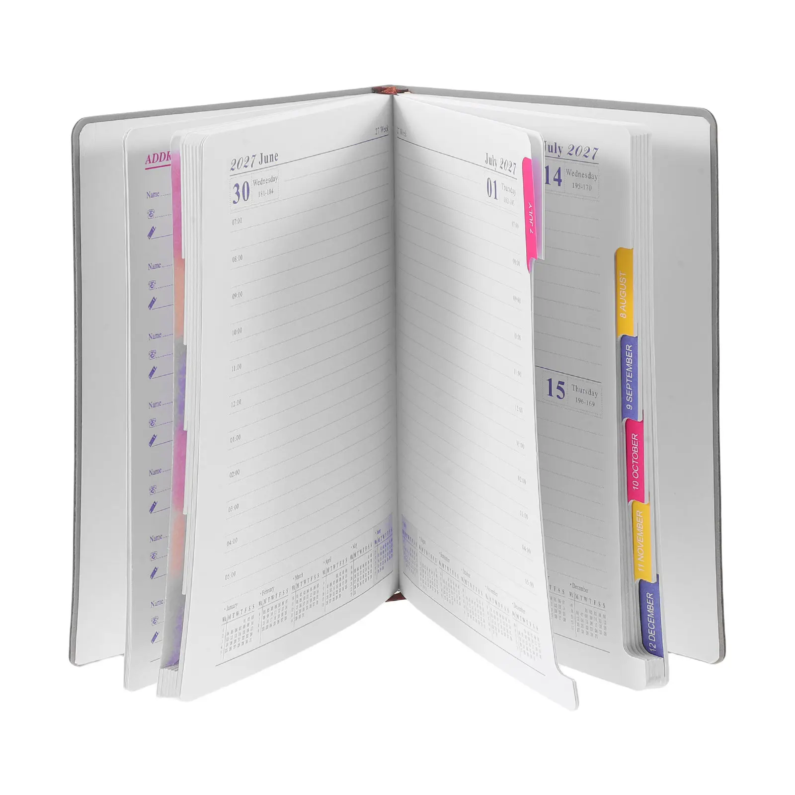 2027 Daily Planner A5 Soft PU Black Appointment Book Academic Monthly Organizer One Page Per Day Productivity Notebook
