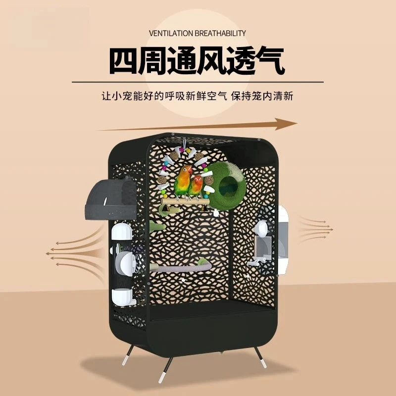 

TTBird cage Parrot cage Large flying feather Xuanfeng peony tiger skin special ornamental acrylic transparent bird cage