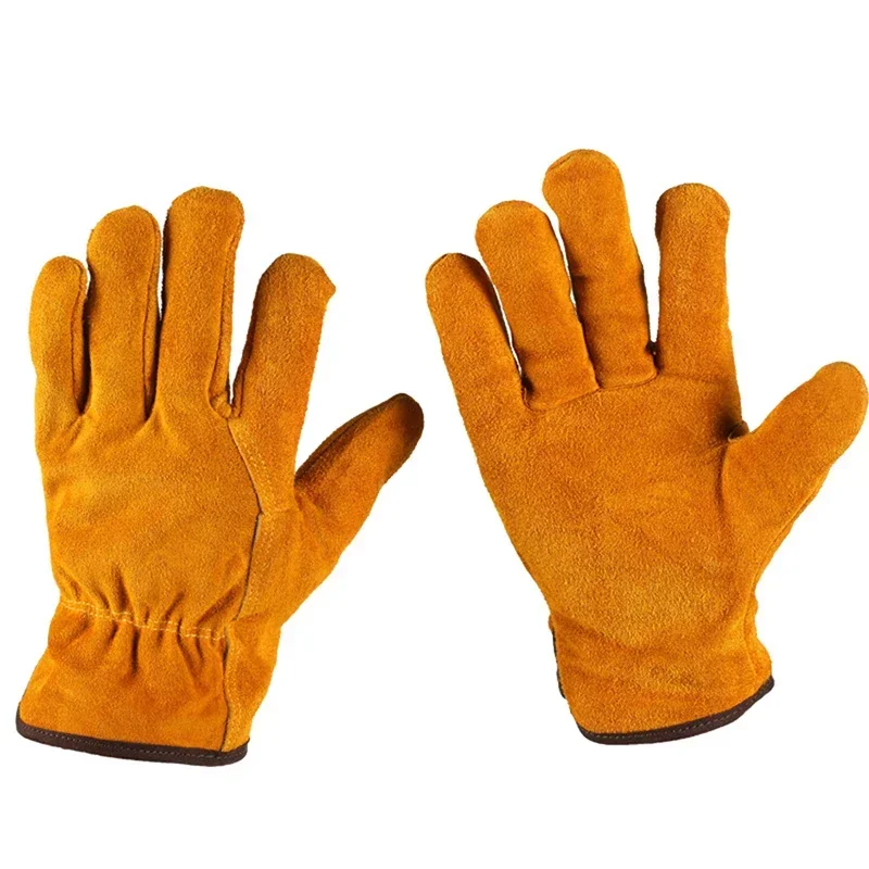 Cowhide Leather Gloves, 1 Pair,Durable Women Men Work Gloves, Hand Protection Wear for Welding Safety, Gardening, Driving 가죽작업장갑