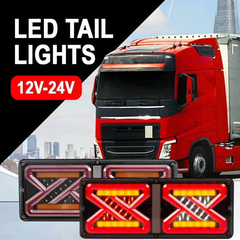 

2Pcs/set LED Tail Lights Sequential Indicator Turn Signal Driving Reverse Brake Light for Trailer Ute Caravan Truck