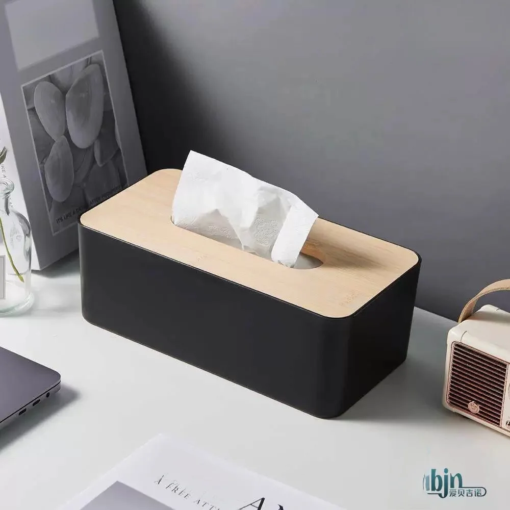 Extended Size Bamboo Wood Tissue Box Desktop Rectangle Simple Office Bedroom Makeup Room Living Room Toilet Paper Box