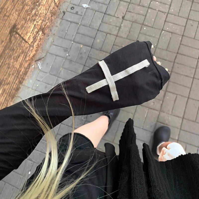 2025 Gothic Retro Sweet Street Fashion Casual Women's Top Harajuku Cross Print Punk Slim Fit Long Sleeve T-shirt Y2K Clothing