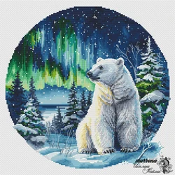 Gold Collection Counted Cross Stitch Kit, Windswept Santa Ornaments, Polar Bear Under Aurora 38-37 Hot Sell