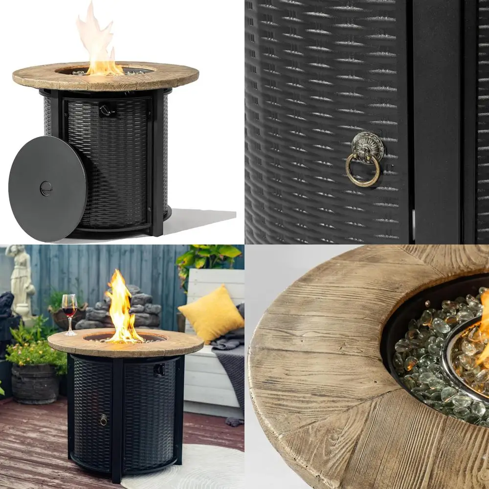 

Outdoor Concrete Gas Fire Pit Table - 30 Inch Round, 50,000 BTU, Steel Construction, with Lid for Warmth and Ambience at Gatheri