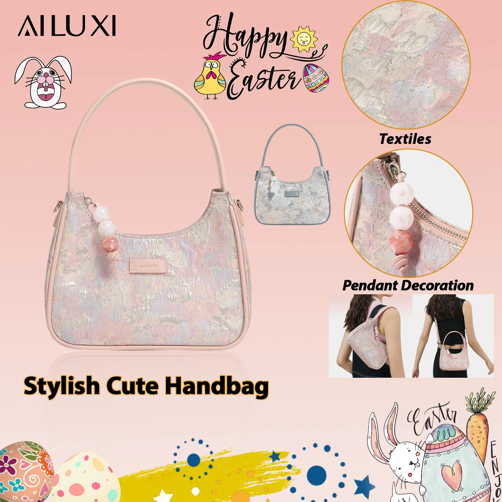 

AILUXI Underarm Bag for Women Original Designer Crossbody Zipper Bag Adjustable Long Strap Cute Girl Handbag Back To School Gift