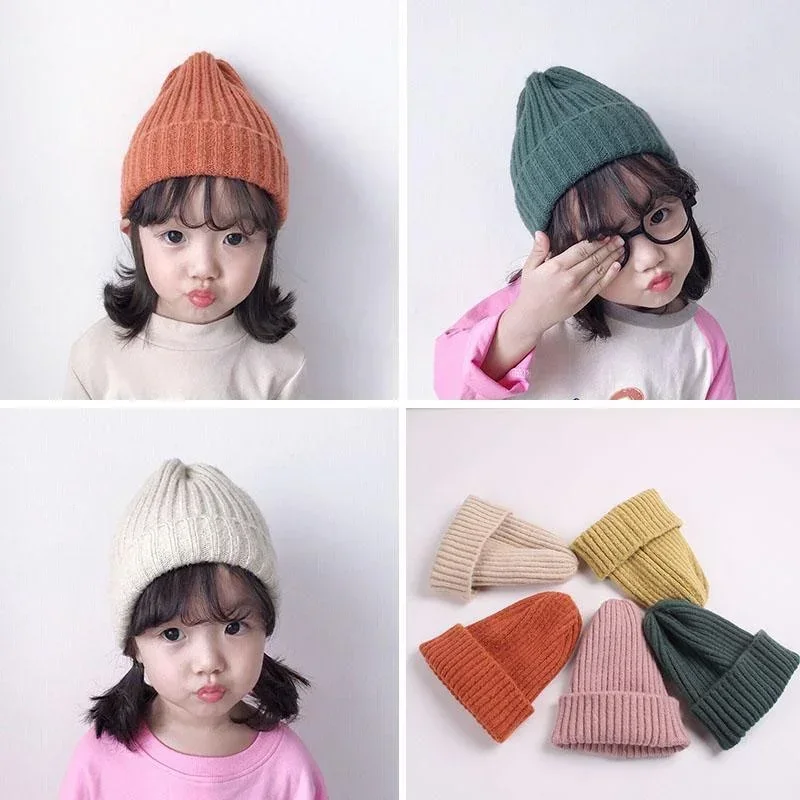 Korean Kids Hats for Girls Boys Crochet Bonnet Toddler Girl Cap Children Baby Photography Props Children Accessories Stuff