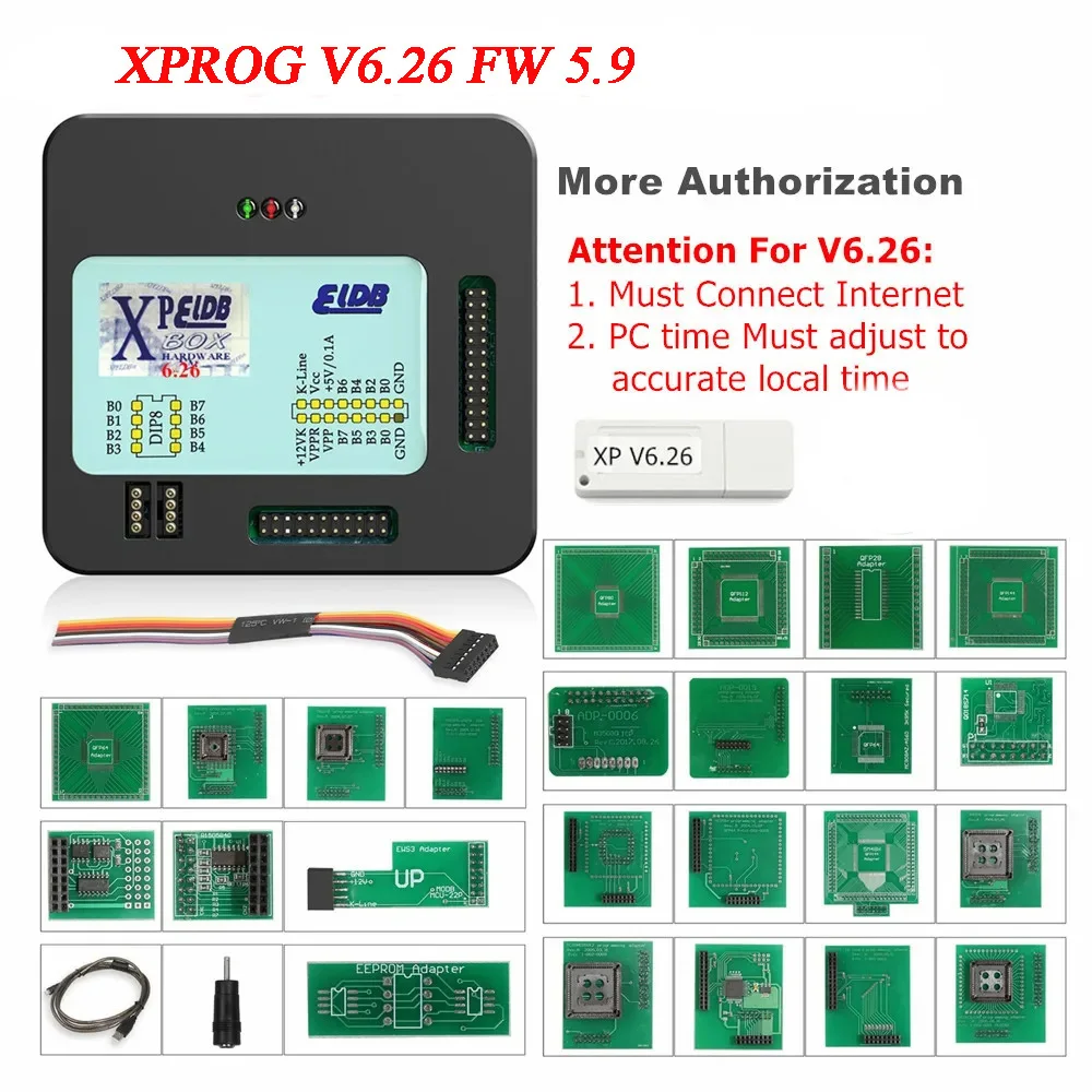 XPROG V6.50 Xprog-M V5.55/V5.84/V6.12/V6.17/V6.26 Function New Authorization XProg M Full Adapters ECU Chip Tuning Programmer