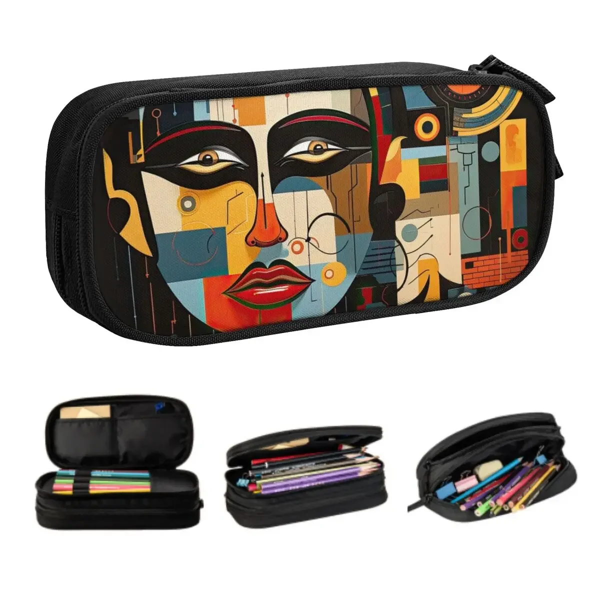 

Kawaii Custom African Ethnic Style Pattern Pencil Cases for Boys Gilrs Woman Pattern Large Storage Pen Box Bag Stationery