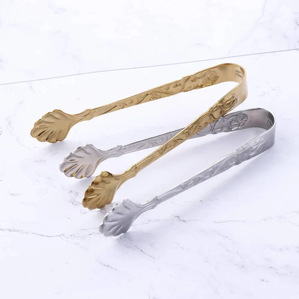 Mini Stainless Steel Ice Tongs Small Gold Silver Color Cube Sugar Tongs Multifunctional Practical Food Serving Clip