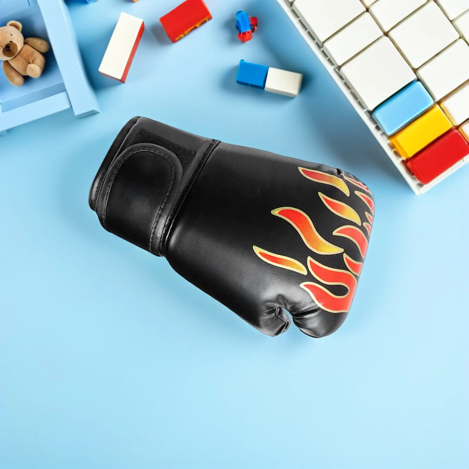 

2 пары детских боксерских перчаток с огненным узором, мягкие тренировочные перчатки из полиуретана для детей, для дома, клуба, школы, оборудование для кикбоксинга