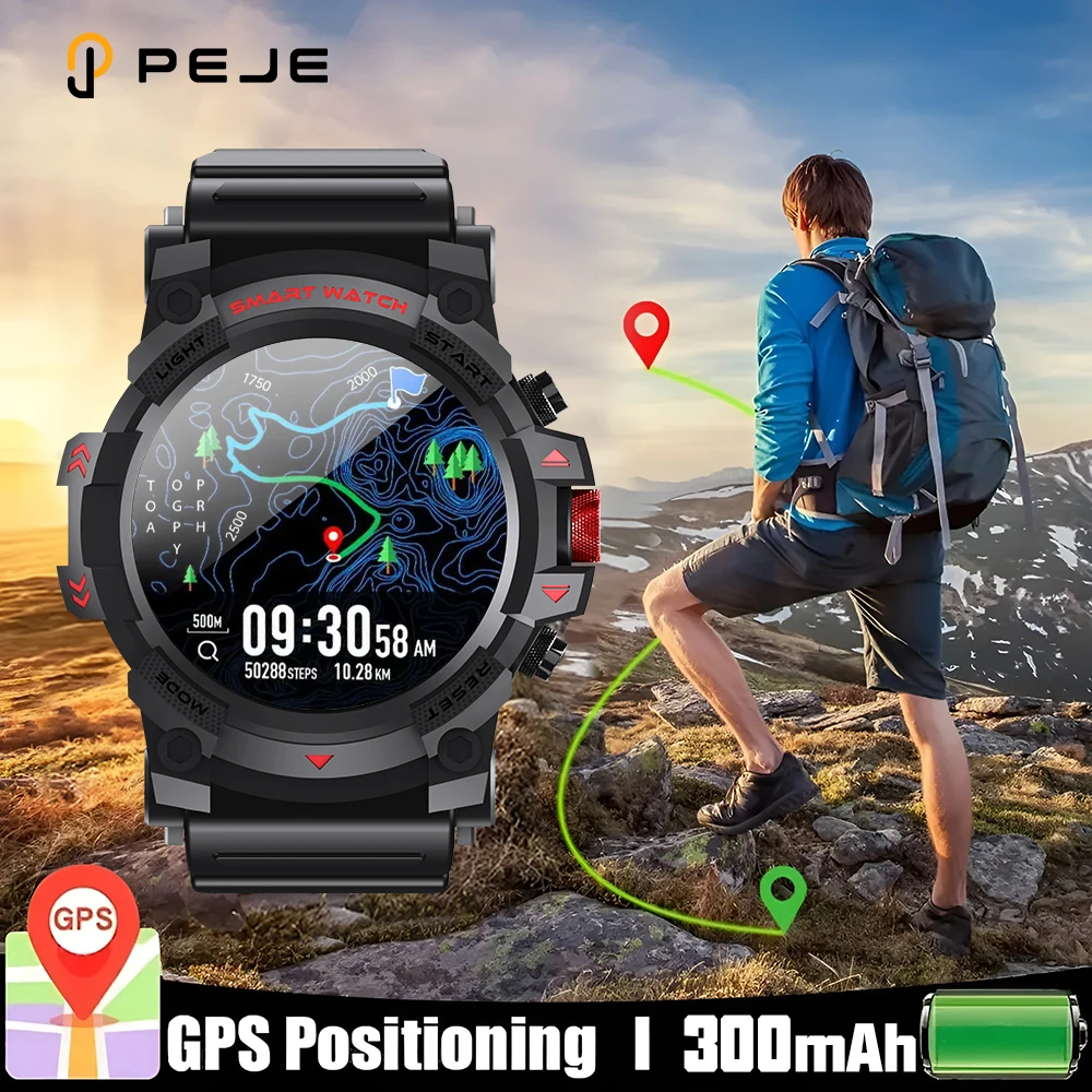 

Умные часы PEJE GPS — водонепроницаемый ремешок из нержавеющей стали, HD-дисплей 5,11 см, 100 спортивных режимов и отслеживание шагов, беспроводные звонки