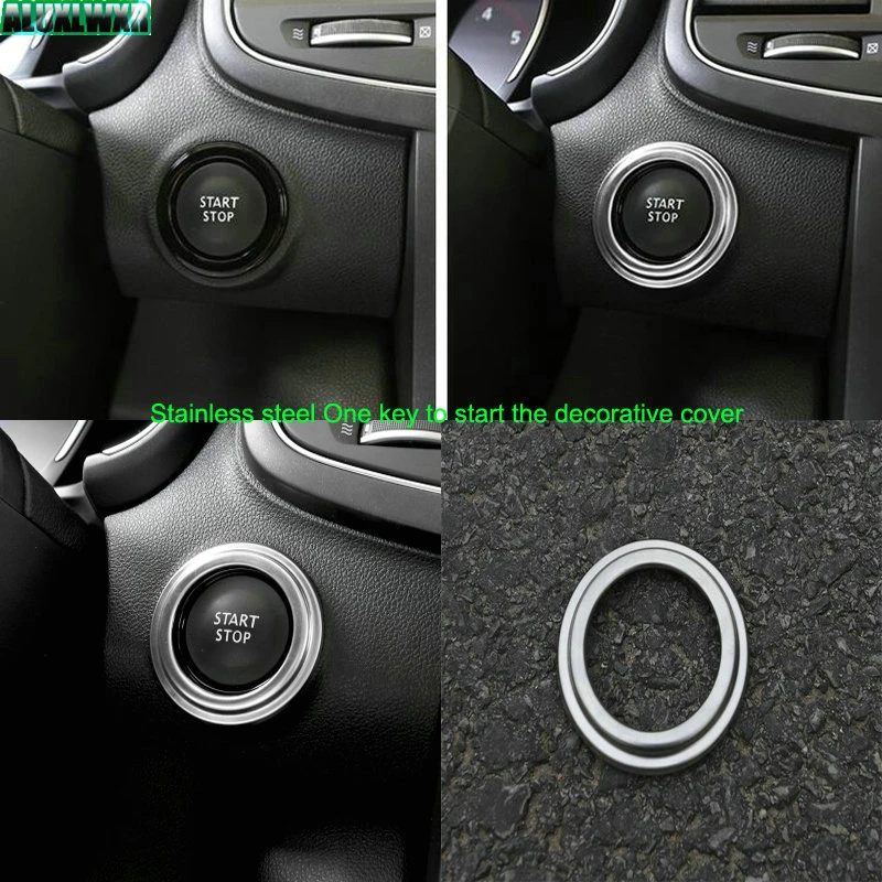 

Lamp Key Start Engine Engine Start Stop Ignition Key Ring Cover Car Stainless Steel 2018 for Renault Koleos Samsung QM6 2017