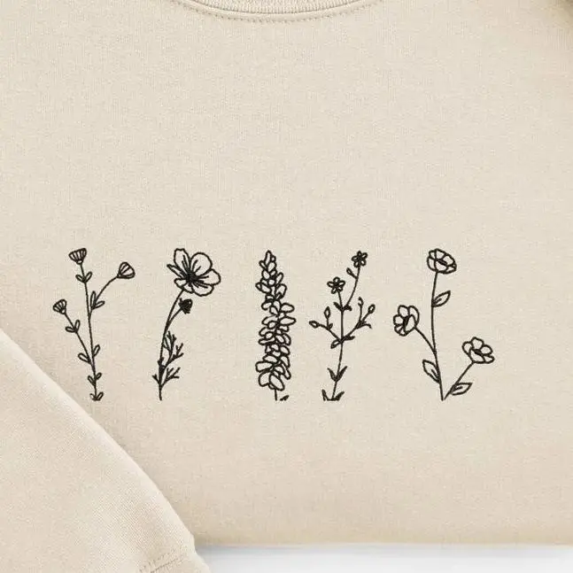 

Embroidered Wildflowers Sweatshirt Casual Daily Wear Versatile Stylish Pullover Retro Vintage Sweatshirt Graphic Hoodies Y2K