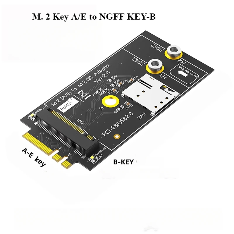 M. 2 Key A/E to NGFF KEY-B 3G 4G 5G network card module adapter board NANO with SIM card slot