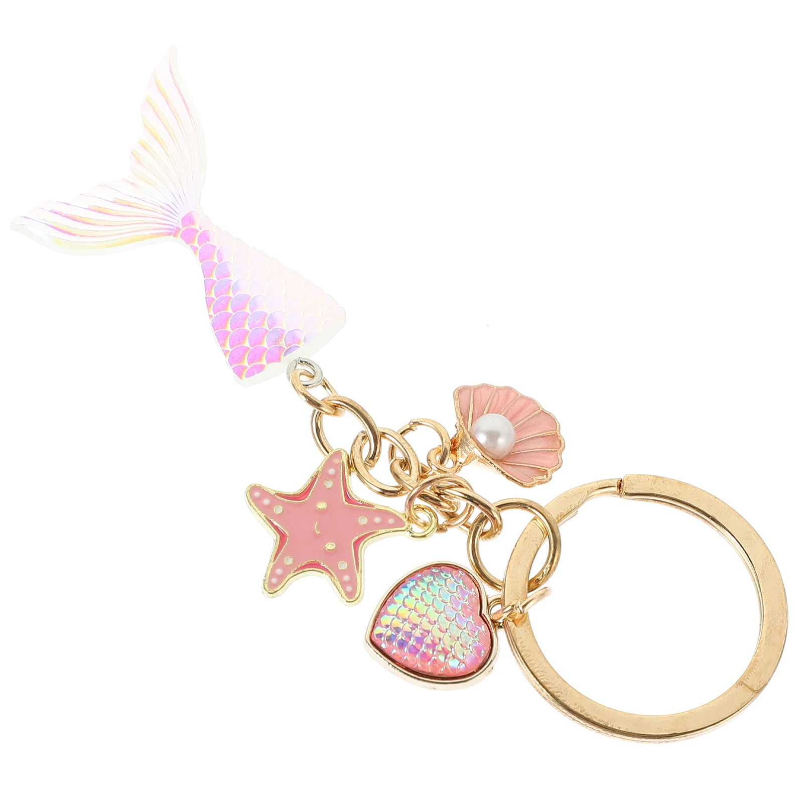 

5 Pcs Keychain Gradient Fish Decorative Bag Charms Creative Key Mermaid Keychain Ring Pendant Gifts Women