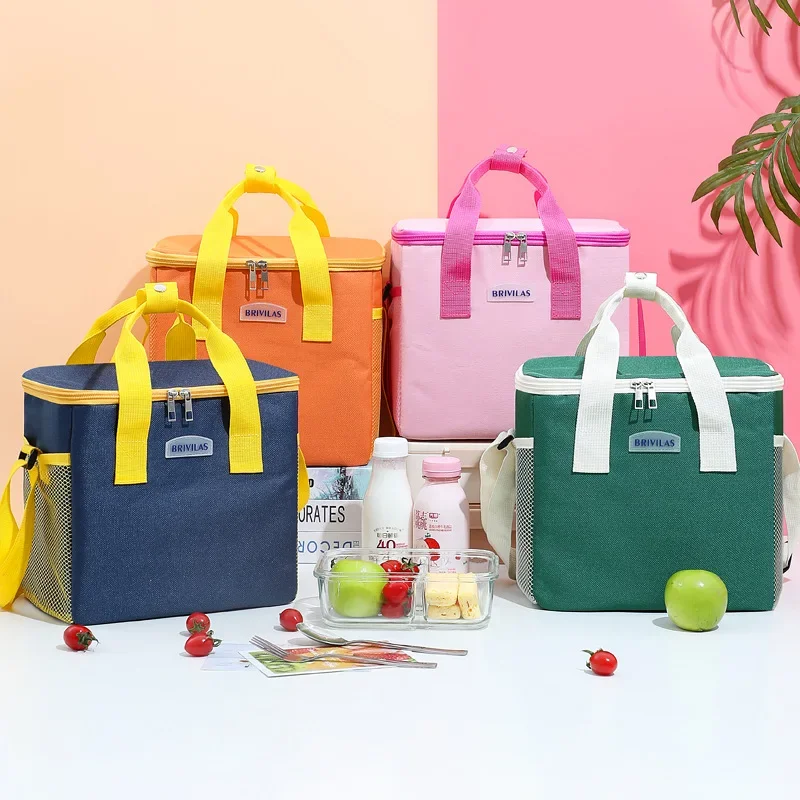 Waterproof Oxford Lunch Bag Portable Cooler Thermal Bento Bags Large Capacity Lunch Box Snacks Organizer Leakproof Tote Bag