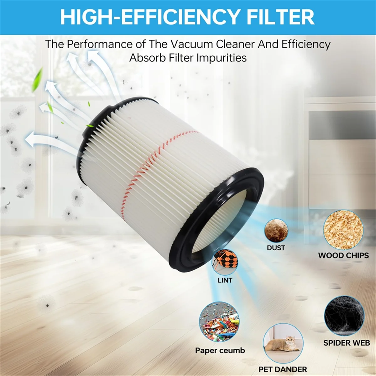 Filtro a cartuccia di ricambio per aspirapolvere Craftsman 9-38754 Red Stripe per uso generale Wet Dry Vac da 5 a 20 galloni
