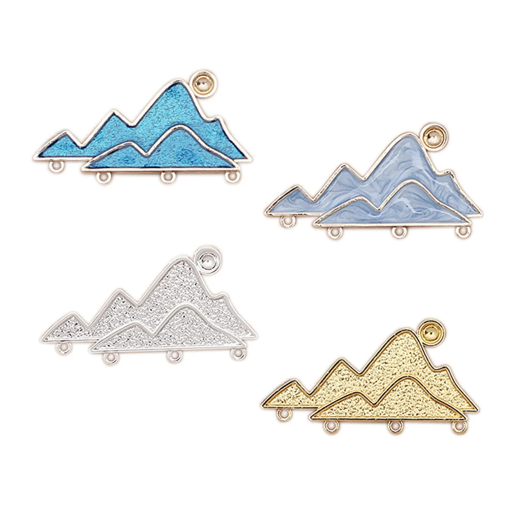 5 Pieces Metal Brooch Accessories Oil Dripping Process Mountain Peak Brooch Clips DIY Tassel Brooch Jewelry Making