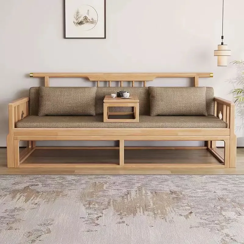 LMM new Chinese solid wood Arhat bed sofa bed dual-purpose push-pull bed Ming-style tea table and chair combination