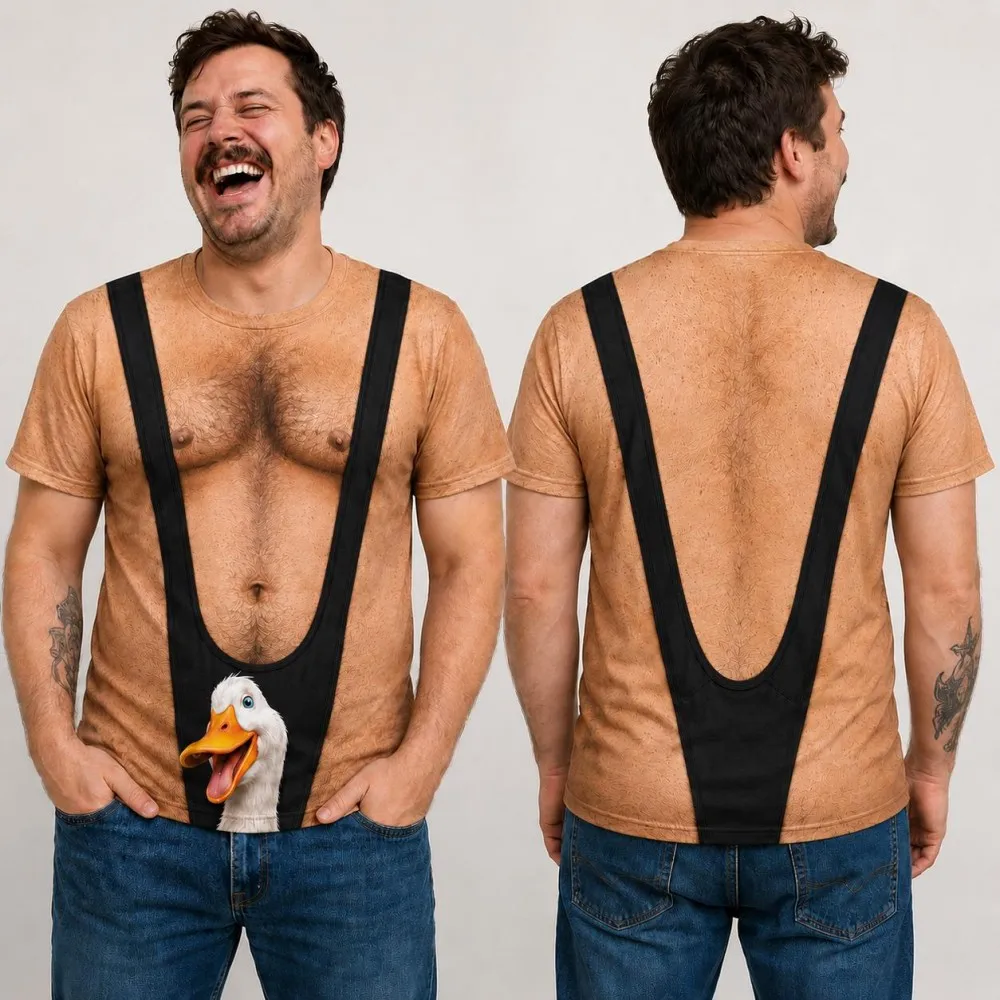 Lustiges 3D-gedrucktes Kurzarm-T-Shirt mit Muskel-Imitation für Herren, lässiger Stil, geeignet für Partys, Rollenspiele und Kostümbälle. – Detail 3
