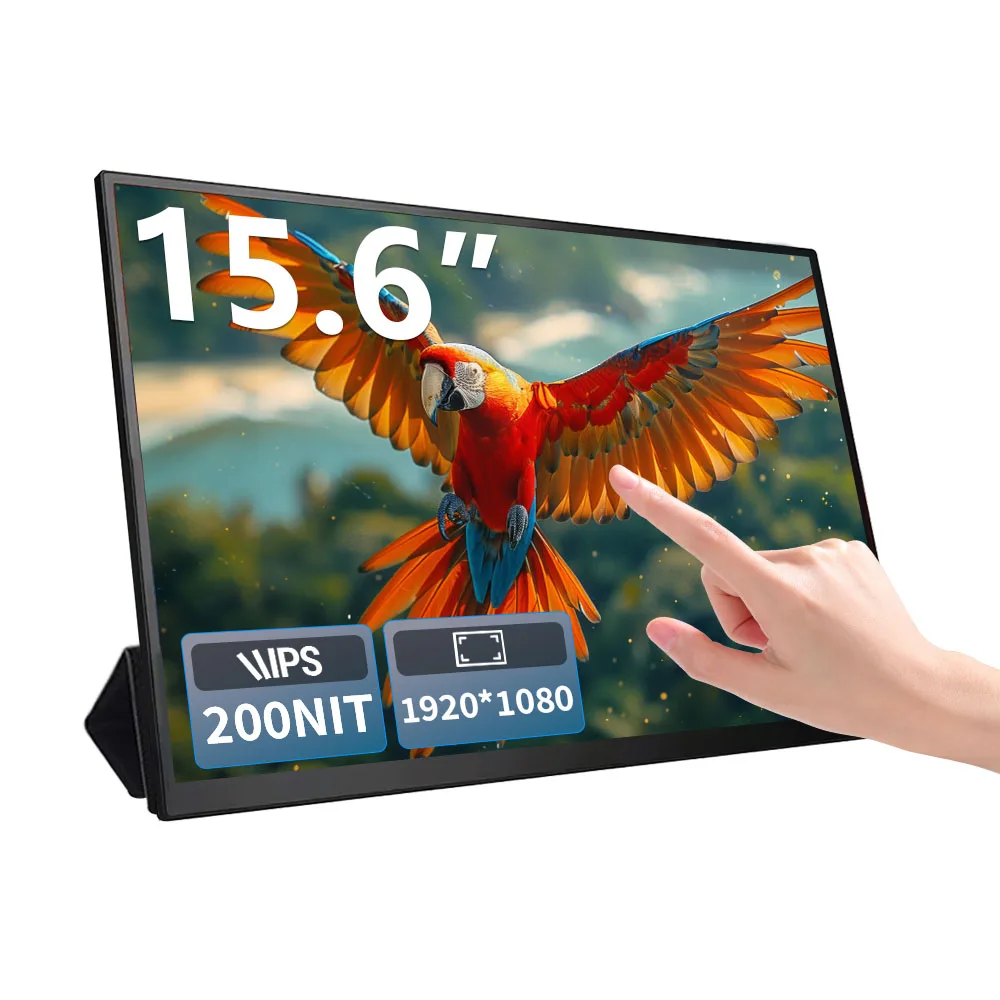 15.6-Inch Straight-row flat Portable Monitor 1920 * 1080 60HZ Touchscreen IPS 200NIT Compatible with Tiptop PS4/5 Swicth Xbox