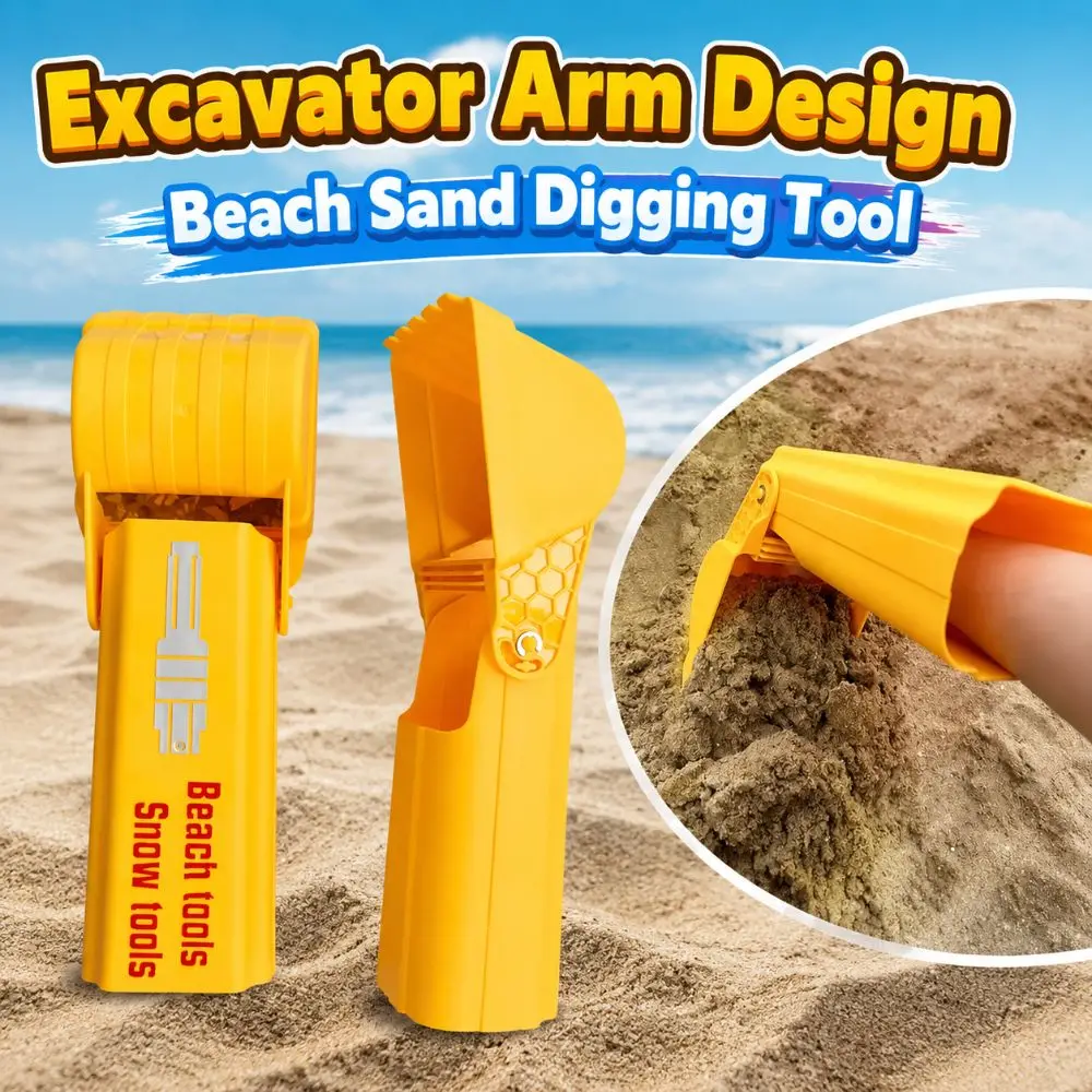 Excavator Arm Shape Beach Sand Digging Tool Orange Multipurpose Sand Snow Shovel Tool Plastic Sand Shovel Arm Kid Beach Tool