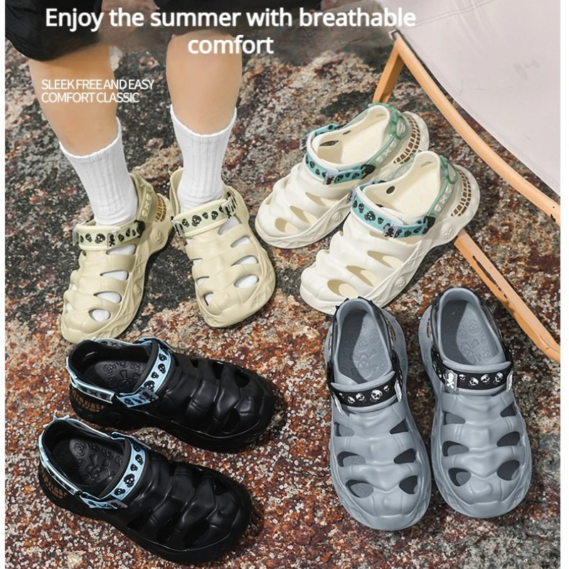 

Summer Bestseller Men's Multi-color Hollowed-out Frame Pattern Design Fashionable Street Style Thick-soled Large-sized Sandals