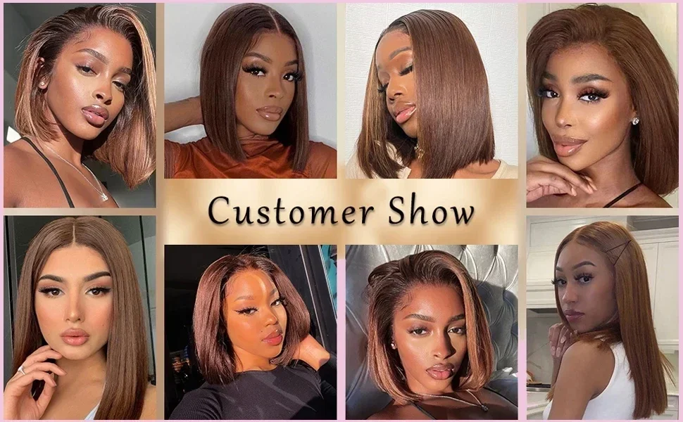 Straight Bob Wigs 100% Human Hair #4 Chocolate Brown SDD 5x5 HD Lace Closure Wigs Human Hair Wigs Glueless Drawstring Wig 300%