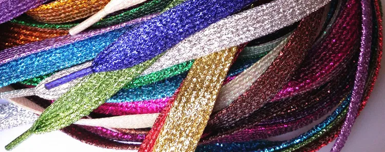 16 Colors 110 cm Shiny Glitter Gold and Silver Colorful Bright Shoelaces Sneaker Sport Shoes Laces Bootlaces Shoe laces Strings