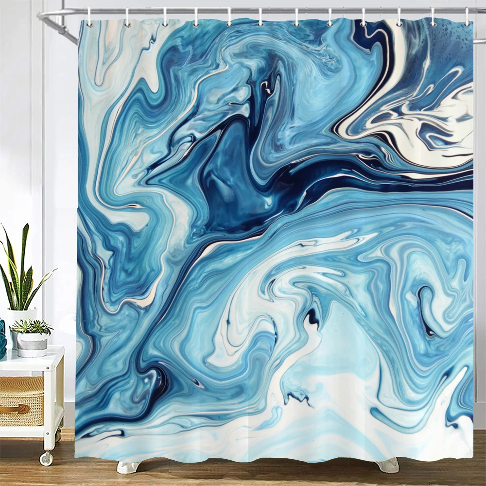 

Высококачественные водонепроницаемые шторки для душа с геометрическим мраморным узором, декор для ванной комнаты с крючками