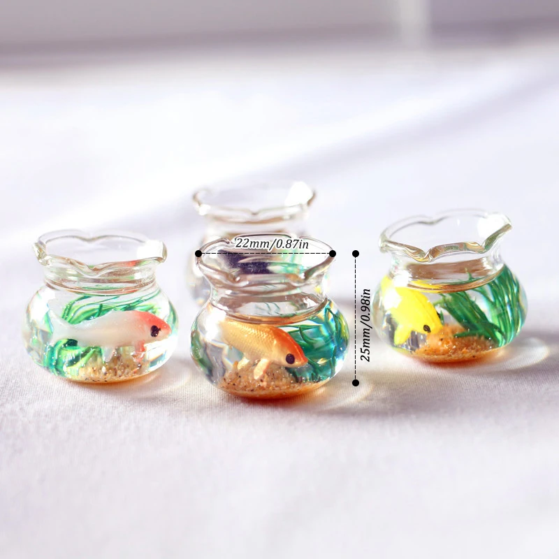 1Pc Doll Aquarium Dollhouse Miniature Glass Fish Tank Bowl Aquarium Doll House Home Ornament Doll House Decorative Toys