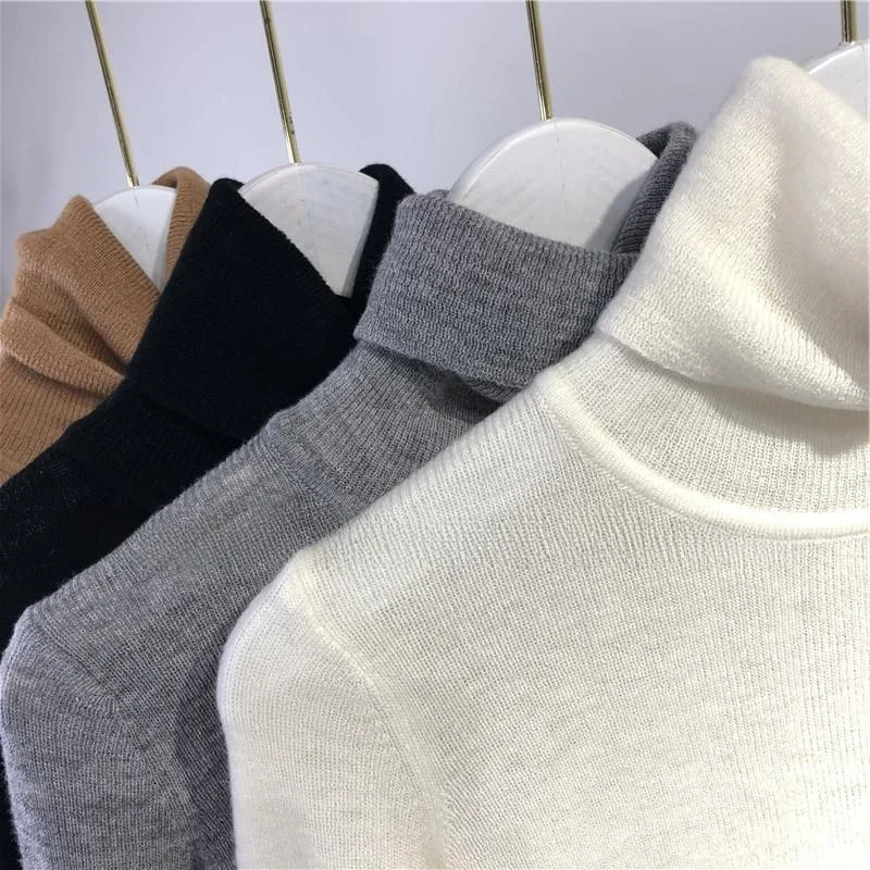 

Осень-зима, женский облегающий вязаный шерстяной базовый топ с тонкими рукавами, модный универсальный свитер Camere