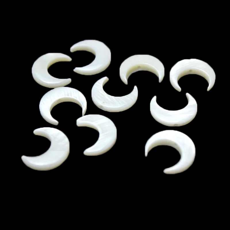 1 pieces/pack Natural Pearl Charm Shell Beads Moon White Shell Pendant Middle Aperture DIY Jewelry Making Necklace Accessories