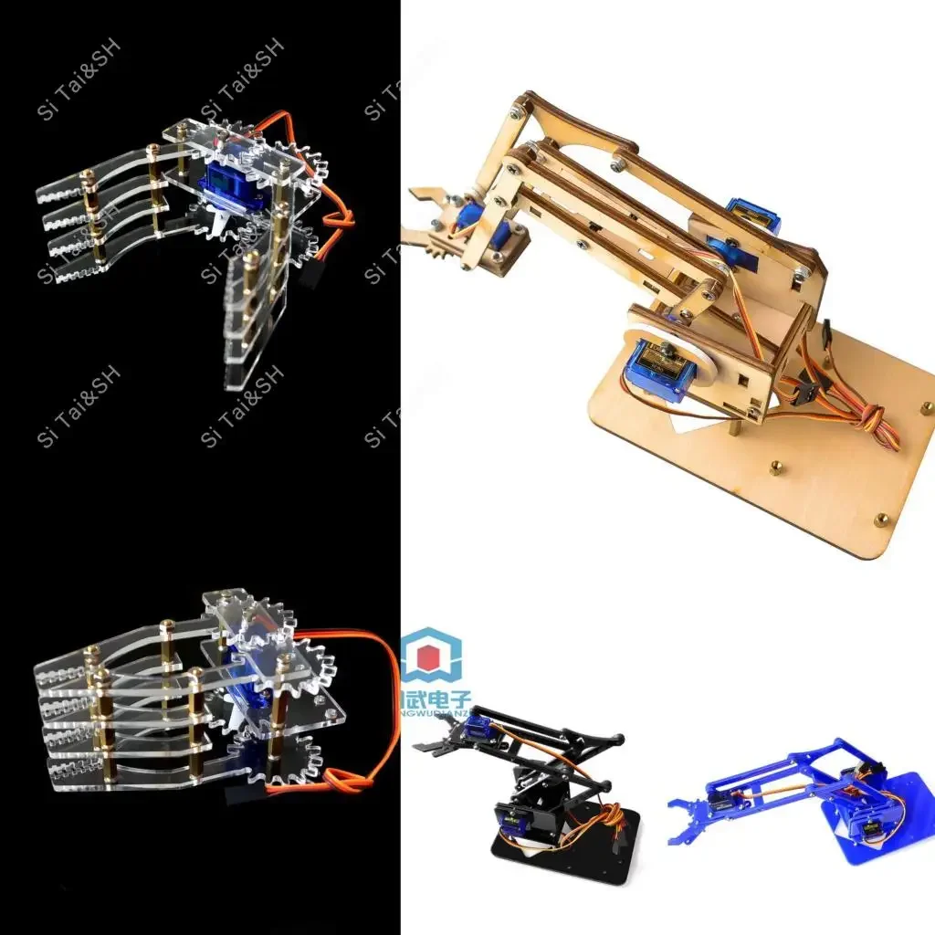 4 DOF bez montażu akrylowy Robot Manipulator mechaniczne ramię pazur dla Arduino Maker nauka DIY zestaw robota