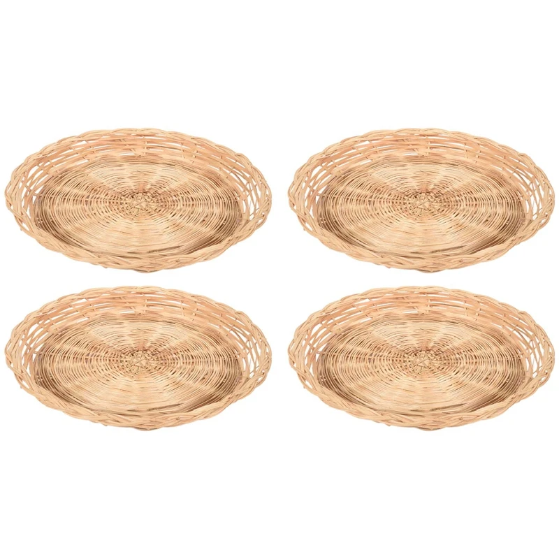 Bamboo Paper Plate Holder - 10 Inch Round Woven Plate Holder, Reusable Paper Plate Holders For Picnic Party