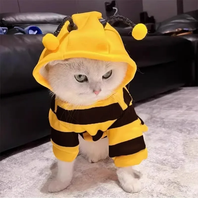 Cute Puppy Clothes Bee Pet Coat Apparel Outfit Fleece Dog Clothes Cat Hoodie Fancy Costume Halloween Cosplay Sweater Dog Hoodies