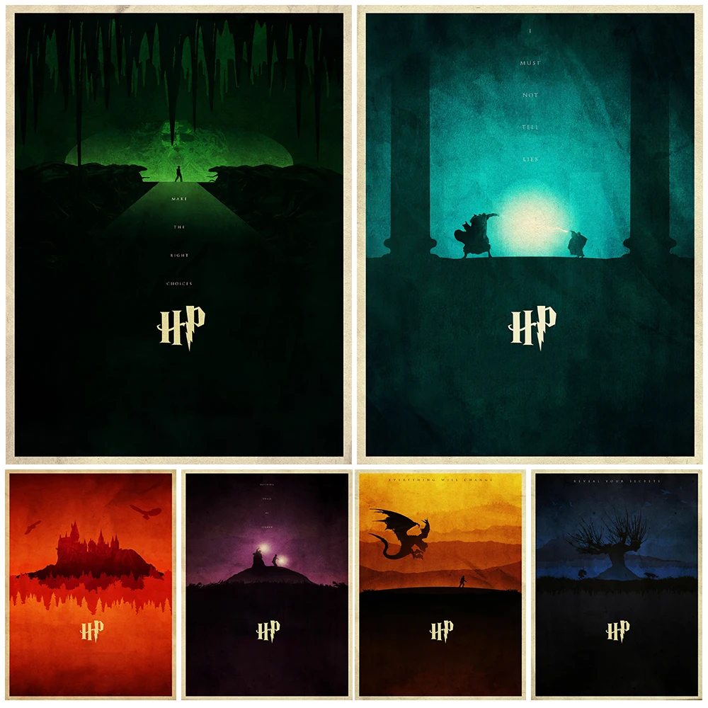 

Wizards And Flying Dragons Vintage Wall Art Canvas Painting Duel Between Wizards Art Poster And Print Home Decoration Unframed