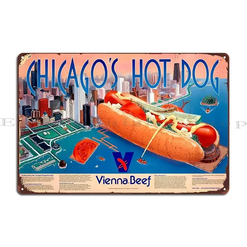 Vienna Beef Navy Pier Hot Dog Poster Metal Sign Rusty Printed Club Cinema Club Tin Sign Poster