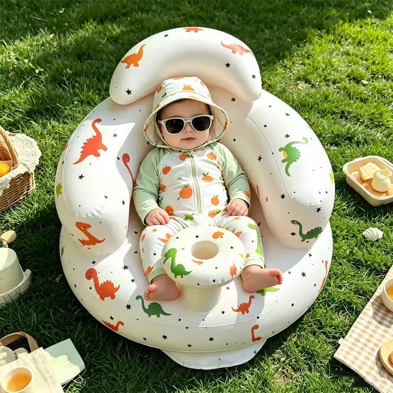 Inflatable Baby Seat Bathroom Sofa Infant Eating Chair Bathing Stool Infant Back Support Armchair Floor Seater Built