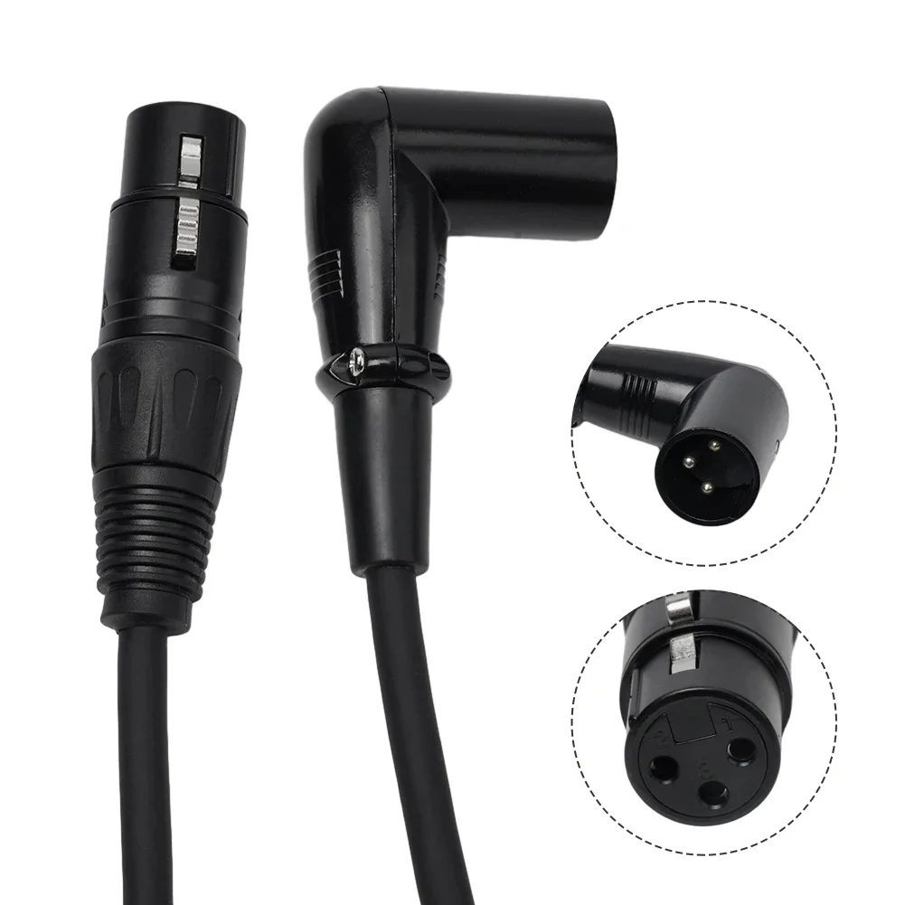 3 Pin XLR Right Angle Male To Female Plug Microphone Audio Cable Shielded Cord Durable Good Conductivity Microphone Cable