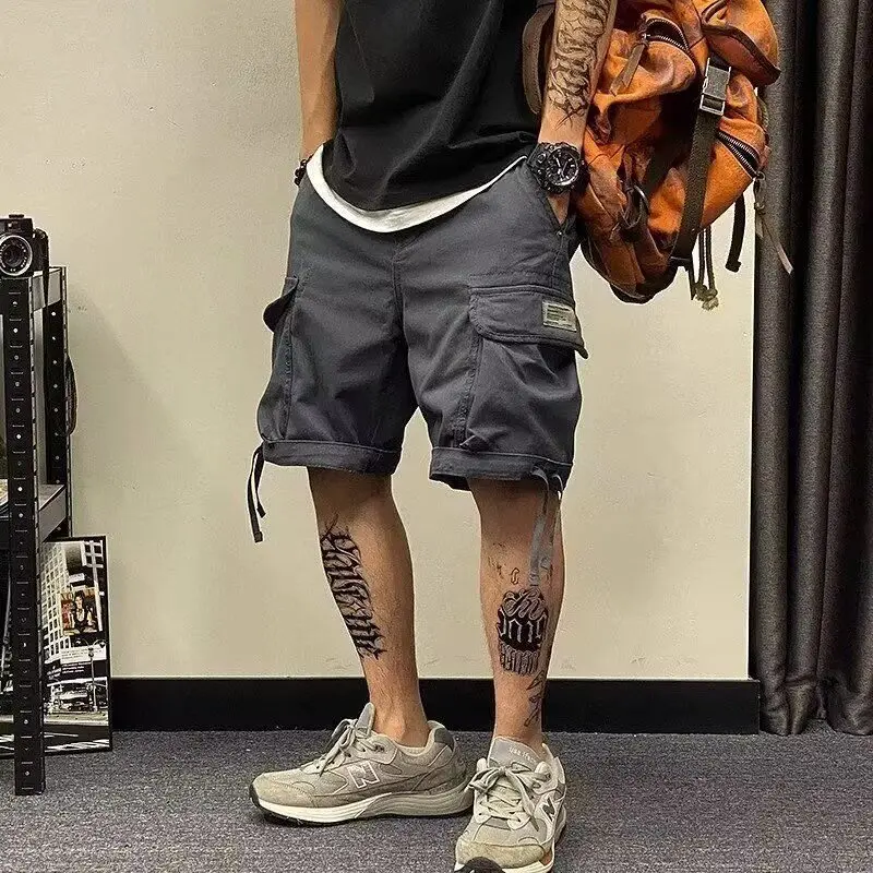 plus Size 300 Pounds American Retro Workwear Shorts Men's Summer Trendy Brand Personality Handsome Five-Point Casual Mid-Pants