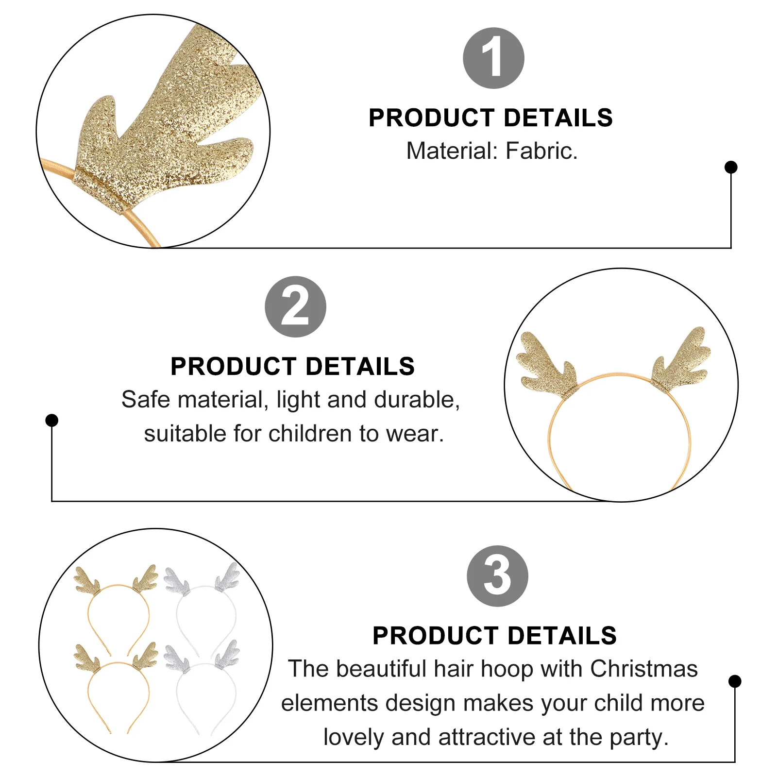 

4 шт., рождественская повязка на голову с рогами, обруч для волос, вечерние аксессуары для волос для девочек, женщин, детей, подарок, повязки на голову с рогами для женщин