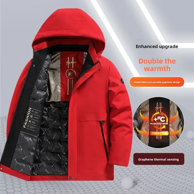 

Busin Casual Cotton Jaet Windproof aphene Light Sensing Heat Induction Multi-layer Protection Outdoor Coat for Men