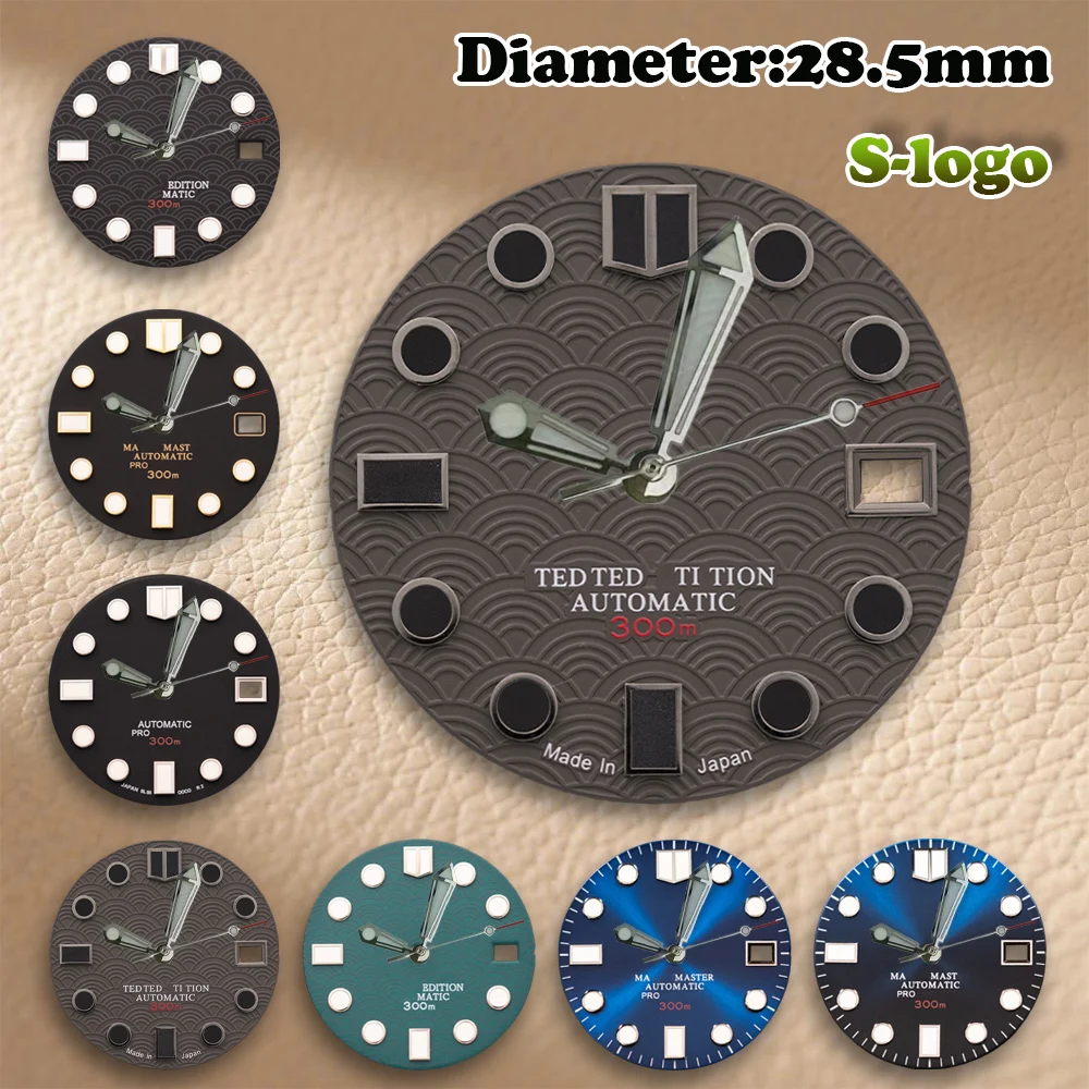 S ロゴ 28.5 ミリメートルダイビングスケールダイヤル NH35/NH36/4R/7S ムーブメントグリーン夜光時計男性用時計改造アクセサリー