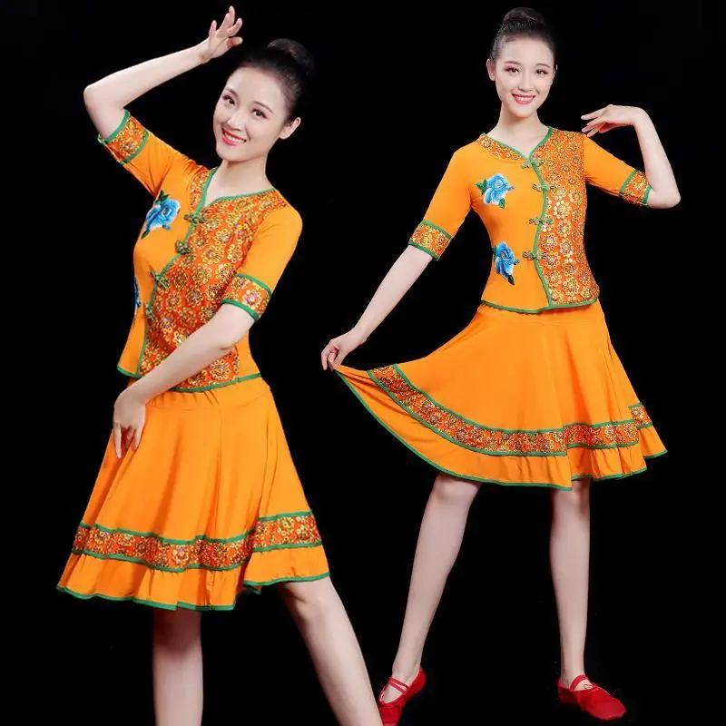 Yangge dance costume performance suit for women's dance fan dance set, new square clothing for middle-aged and elderly eth