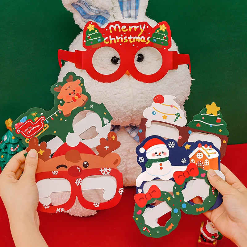 1/3/5PCS Christmas Cartoon Decorative Glasses Frame Children Adult Funny Photography Props Santa Claus Snowman Paper Glasses