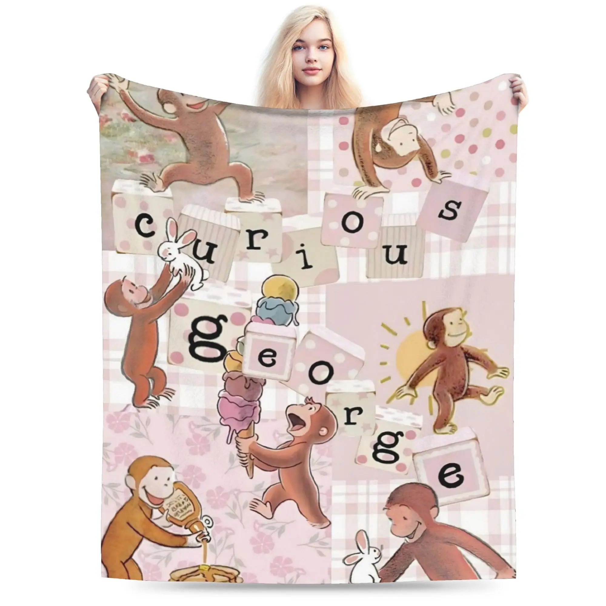 Curious George African Monkey  Print Blanket For Men Women Cozy Soft  Throw Blankets for Bed 50x60 Inches Multiple Sizes